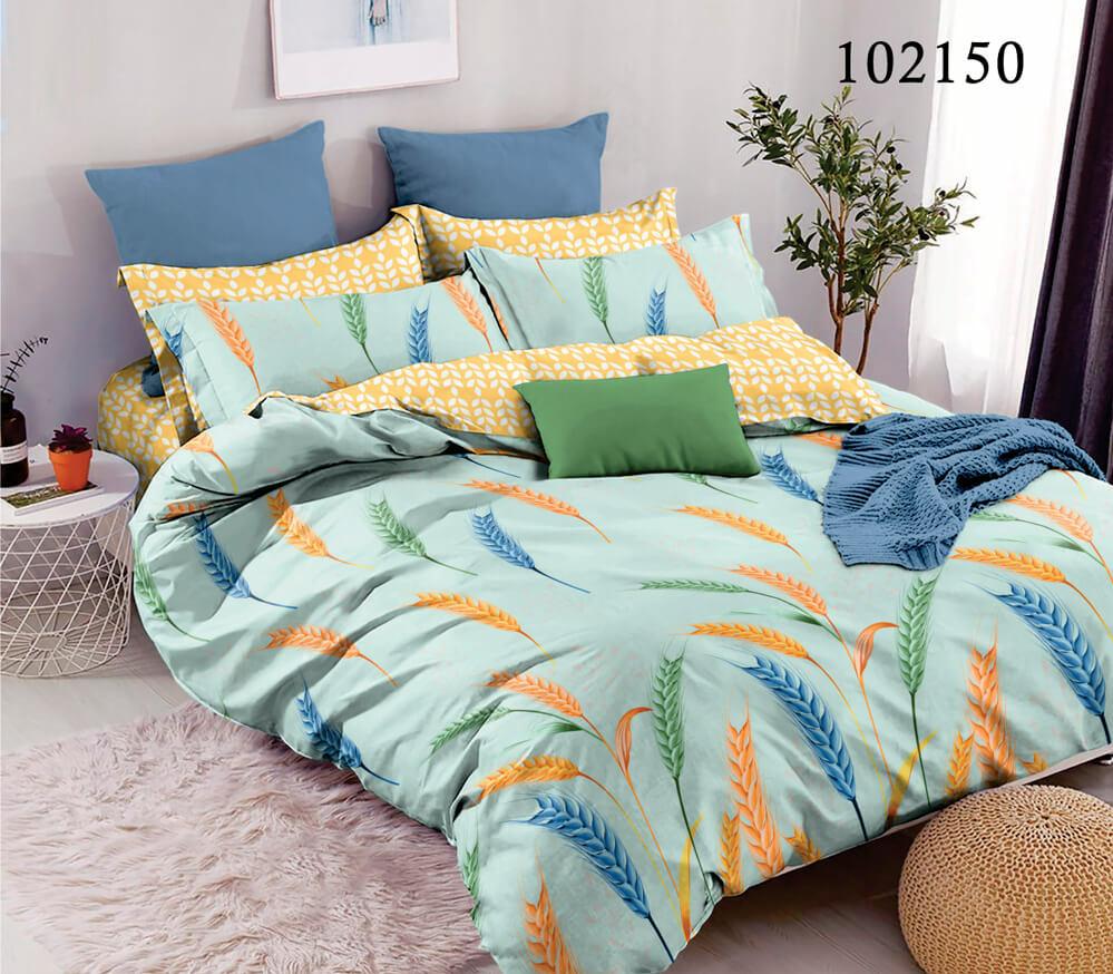 постельное белье с колосками на голубом фоне