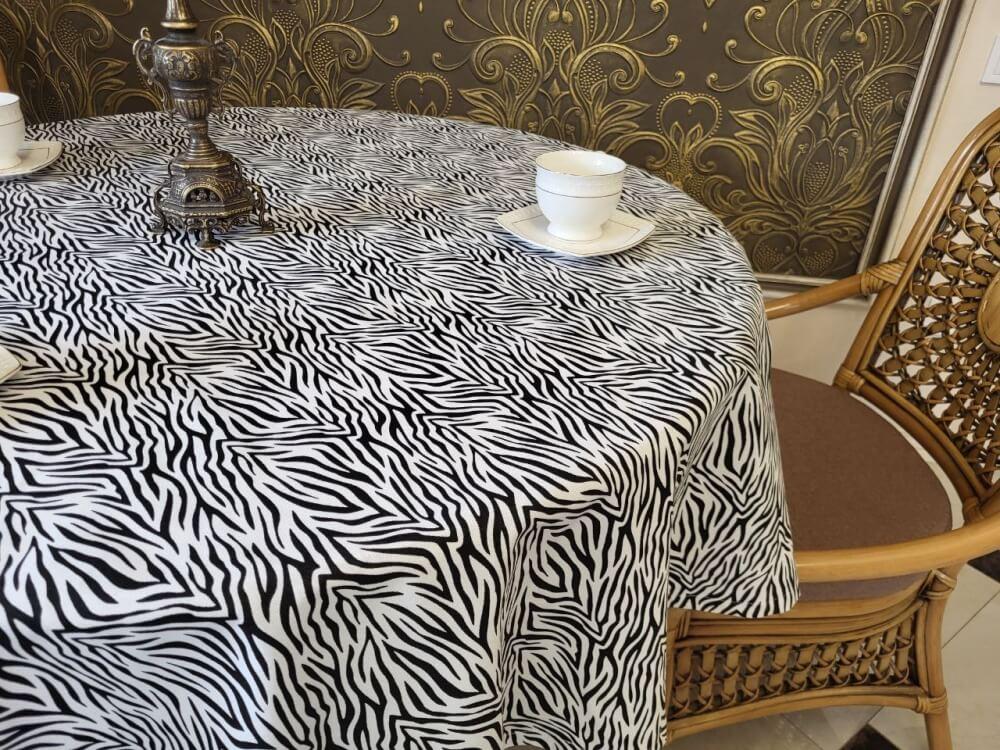 тефлоновая водоотталкивающая скатерть на круглый стол зебра фото 1