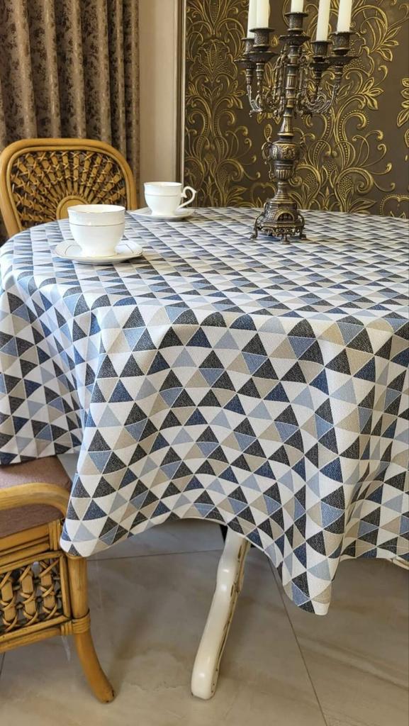тефлоновая скатерть водоотталкивающая на круглый стол с рисунком мозаика фото 1