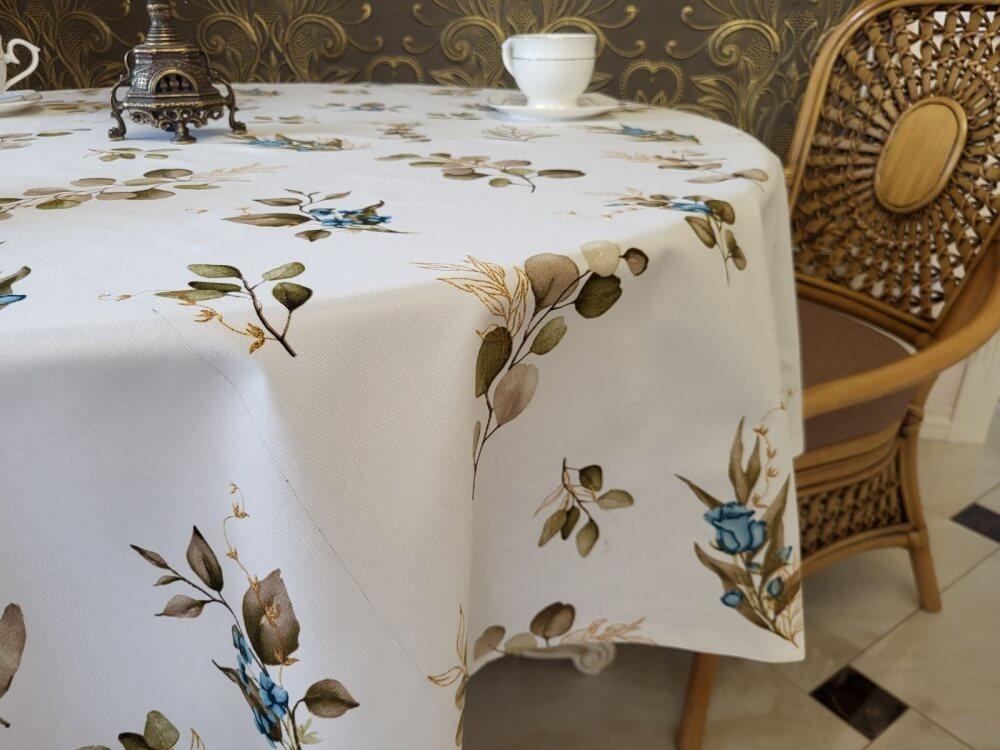 тефлоновая скатерть водоотталкивающая с рисунком листики фото 1