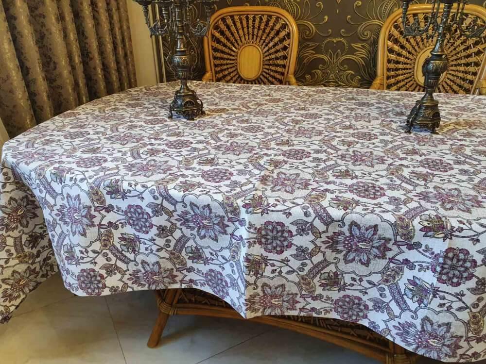 тефлоновая скатерть водоотталкивающая с рисунком фиолетовые цветы фото 1