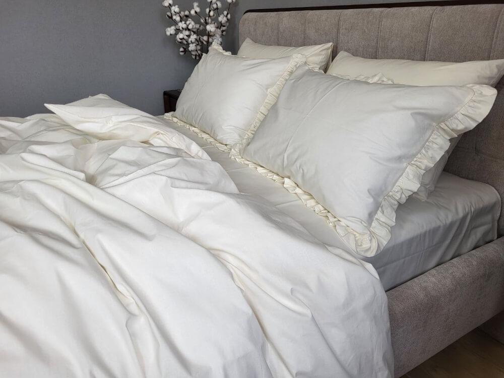 постельное белье молочного цвета наволочки с рюшами фото 1
