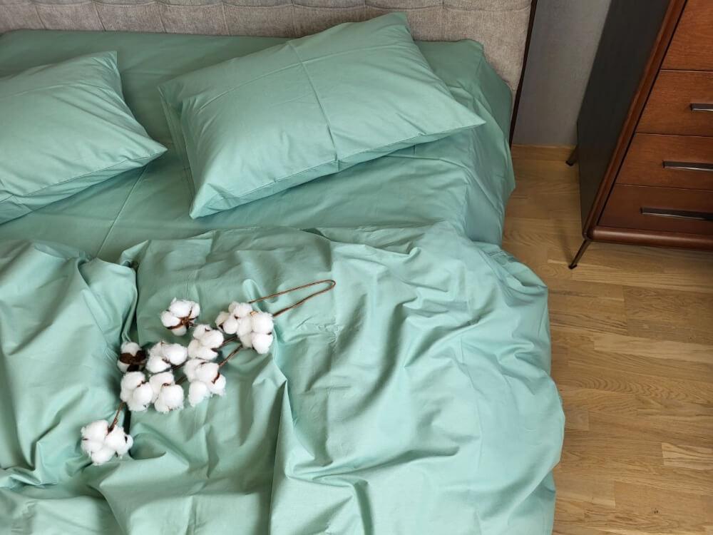 турецкое однотонное постельное белье ранфорс коттон мятного цвета фото 1