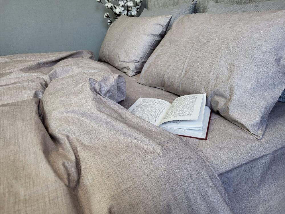 однотонное постельное белье турецкий ранфорс серо-бежевого цвета фото 1