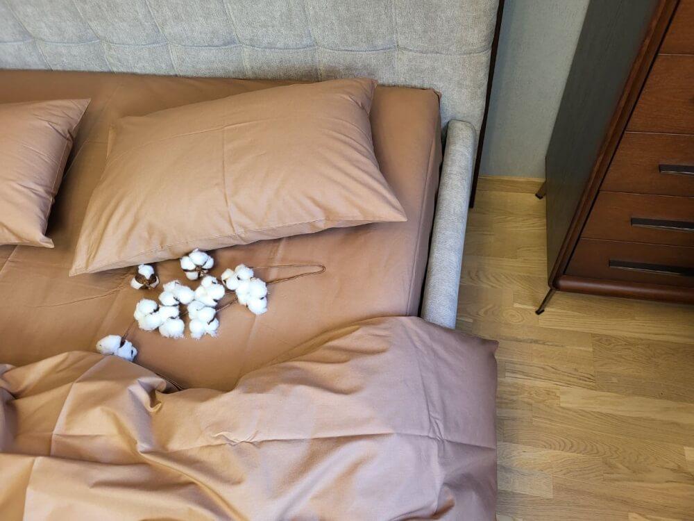 коричневое однотонное постельное белье турецкий коттон фото 1