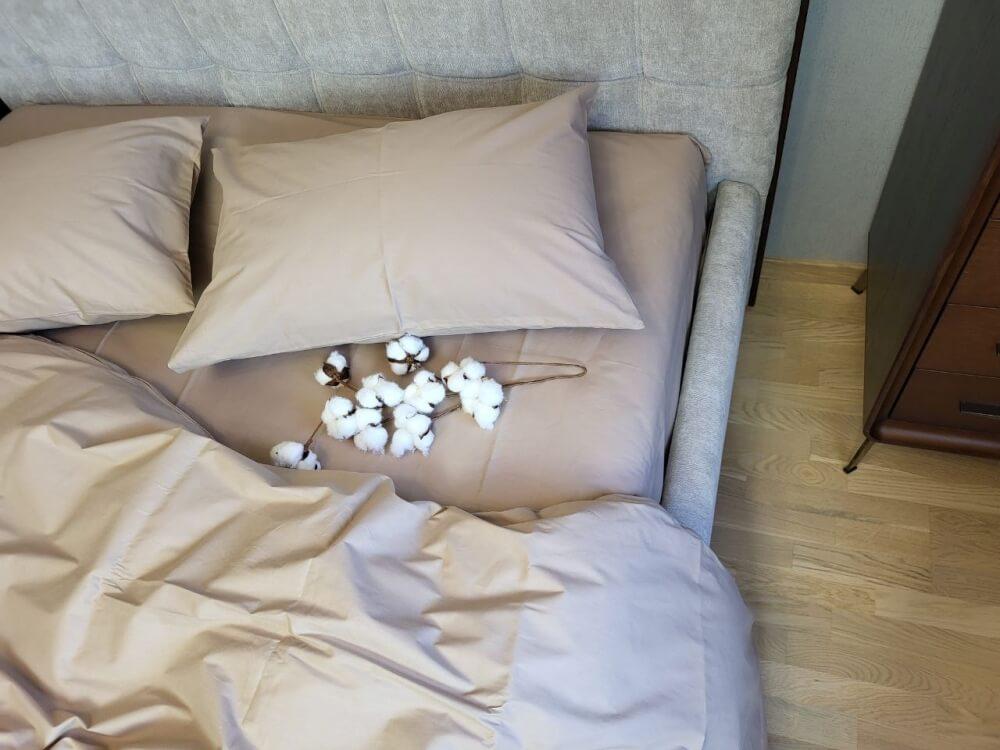 однотонное бежевое постельное белье турецкий коттон фото 1