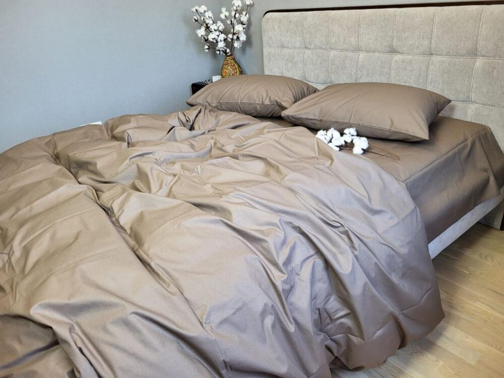 однотонное постельное белье мокко турецкий коттон-ранфорс фото 1