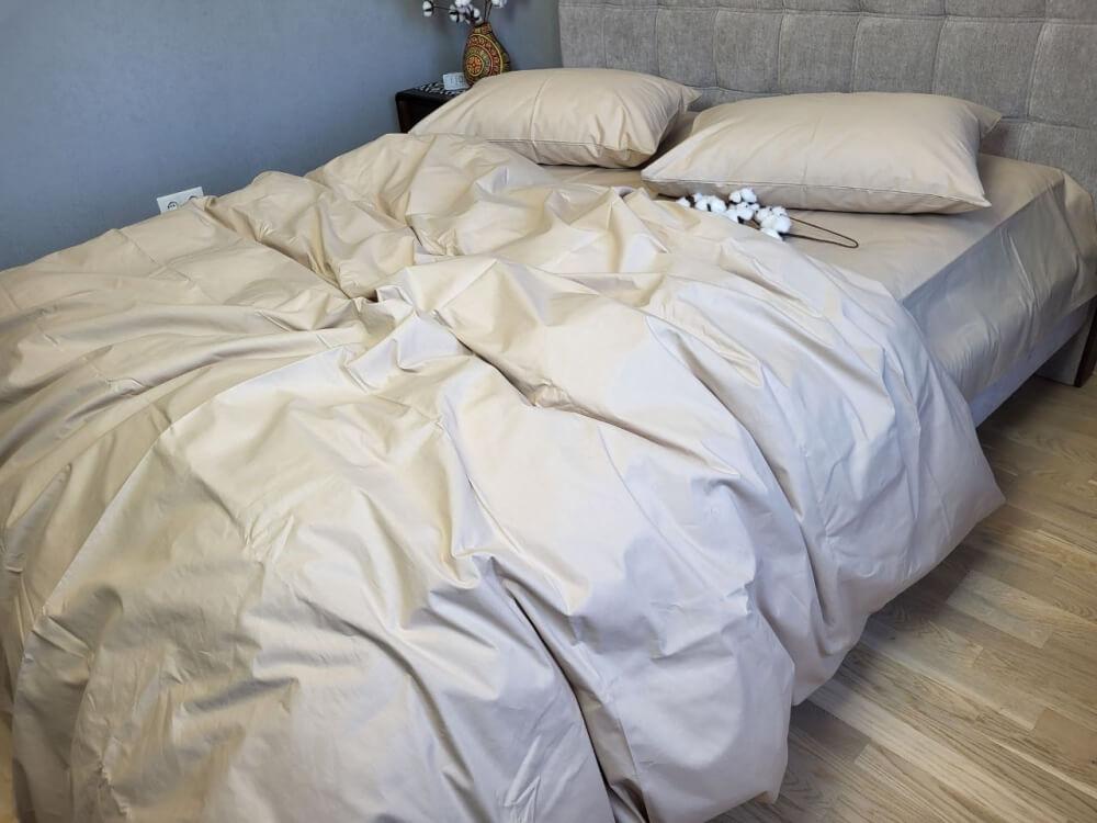 однотонное турецкое постельное белье коттон-ранфорс кремового цвета фото 1