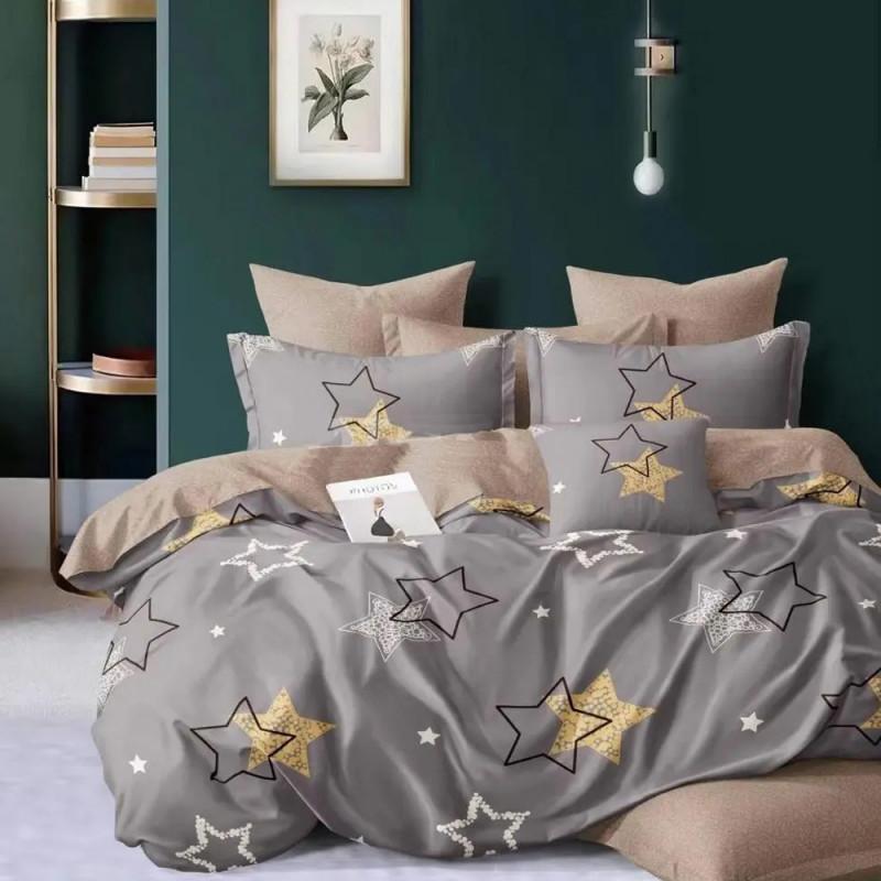 постельное белье сатин серого цвета со звездами фото 1