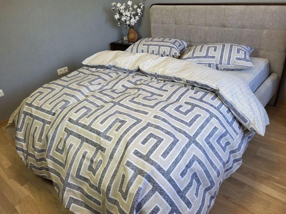 серо-кремовое постельное белье лабиринт фото 1