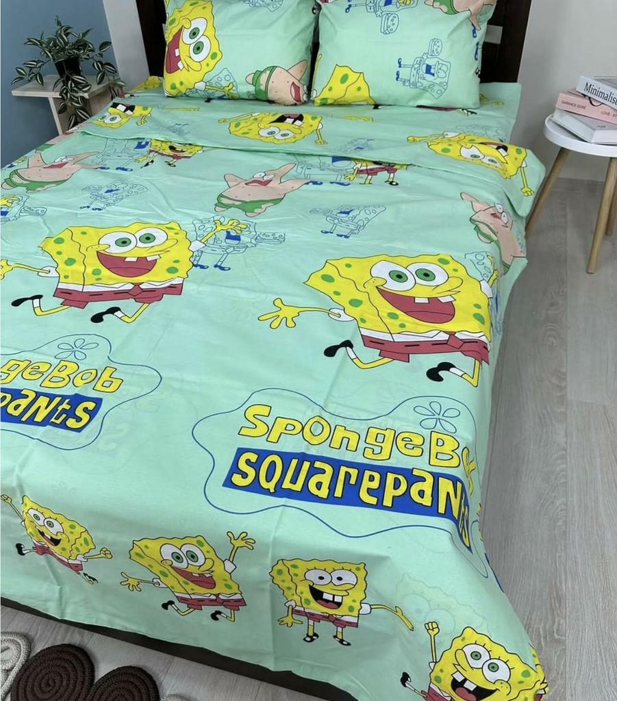 постельное белье спанч боб на салатовом фоне