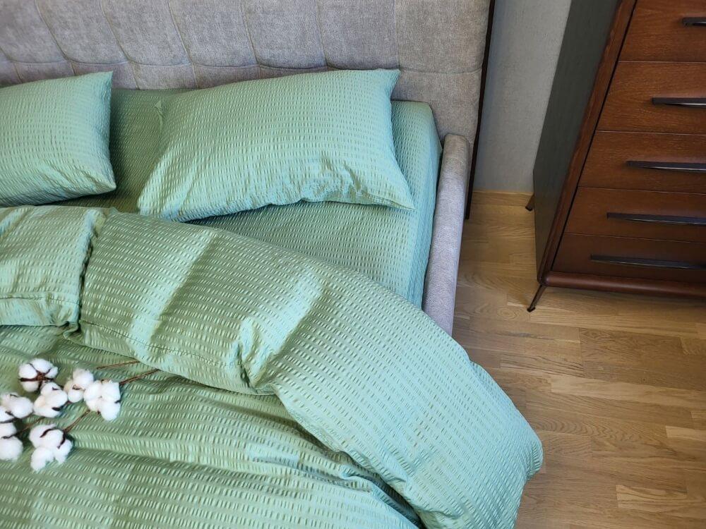 постельное белье сатин гофре салатового цвета фото 1