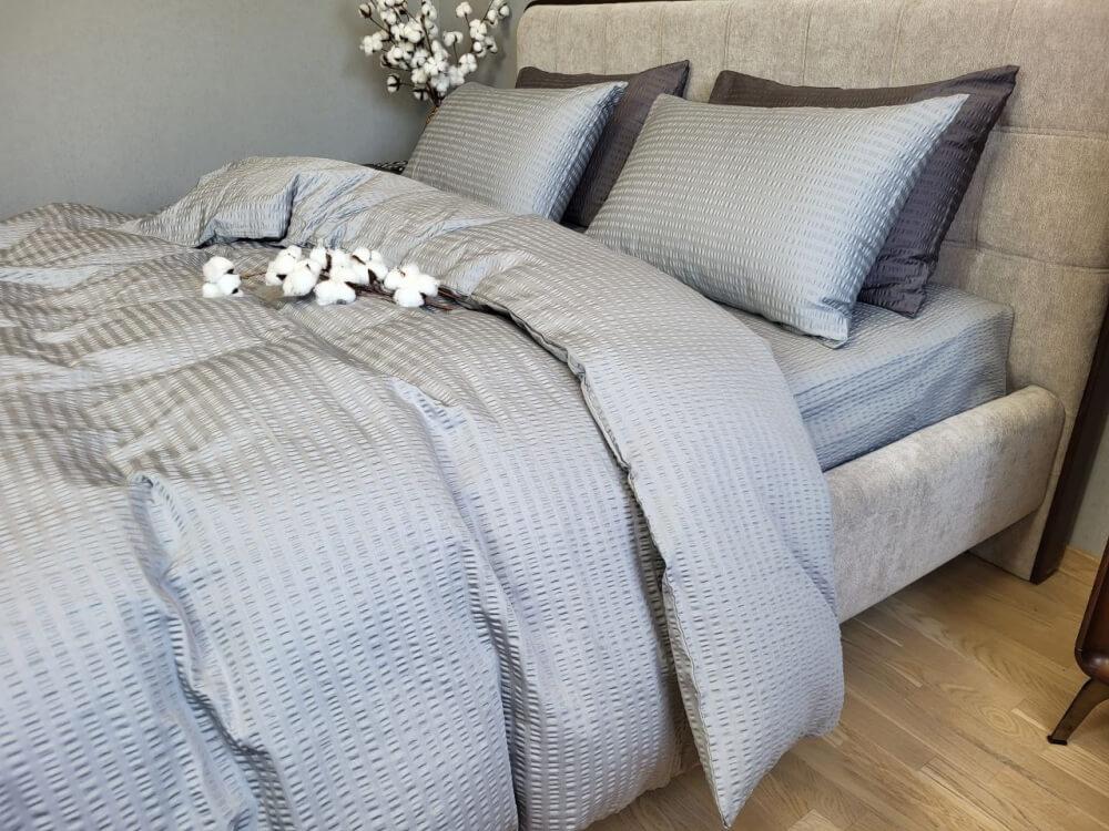 постельное белье сатин гофре жатка светло-серого цвета фото 1