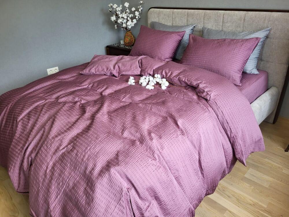 постельное белье сатин гофре жатка сливового цвета фото 1