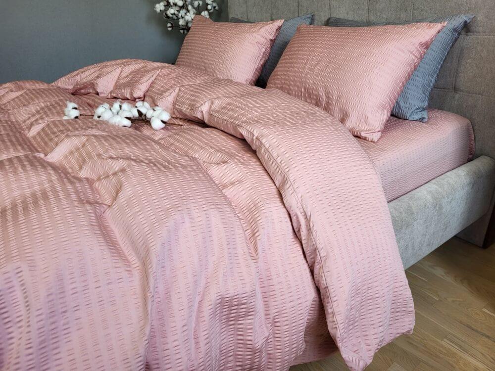 постельное белье сатин гофре жатка светлого розового цвета фото 1