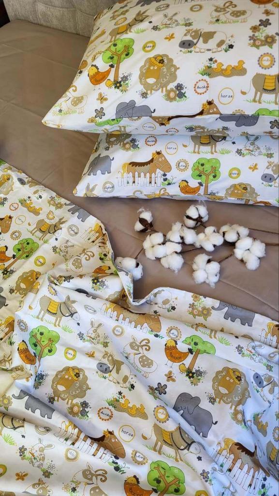 детское постельное белье с животными (лошадь, осел, слон, коза, курица, овечка, корова) фото 1