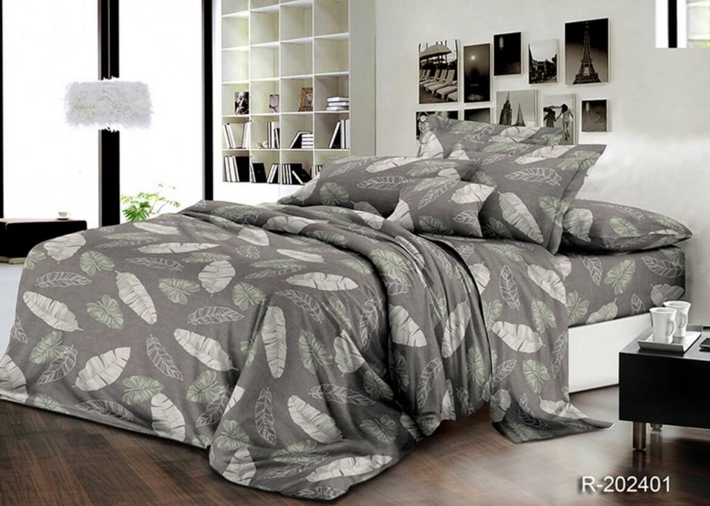постельное белье ранфорс коричневого цвета с листьями фото 1
