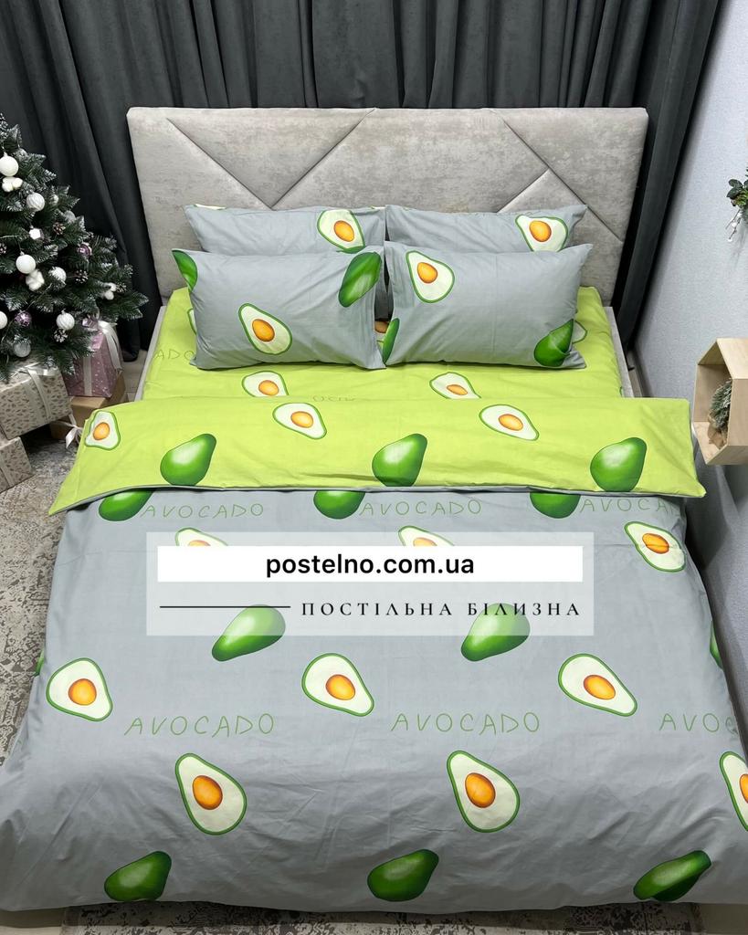 Постельное белье авокадо на сером фоне