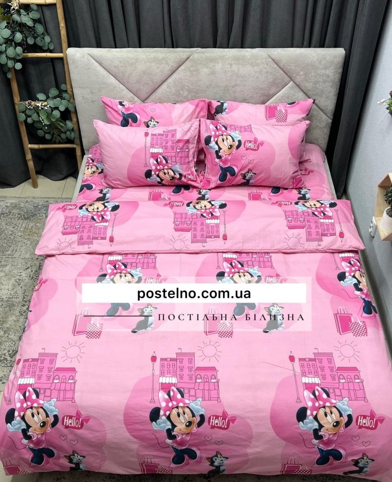 детское постельное белье с Минни Маус розового цвета