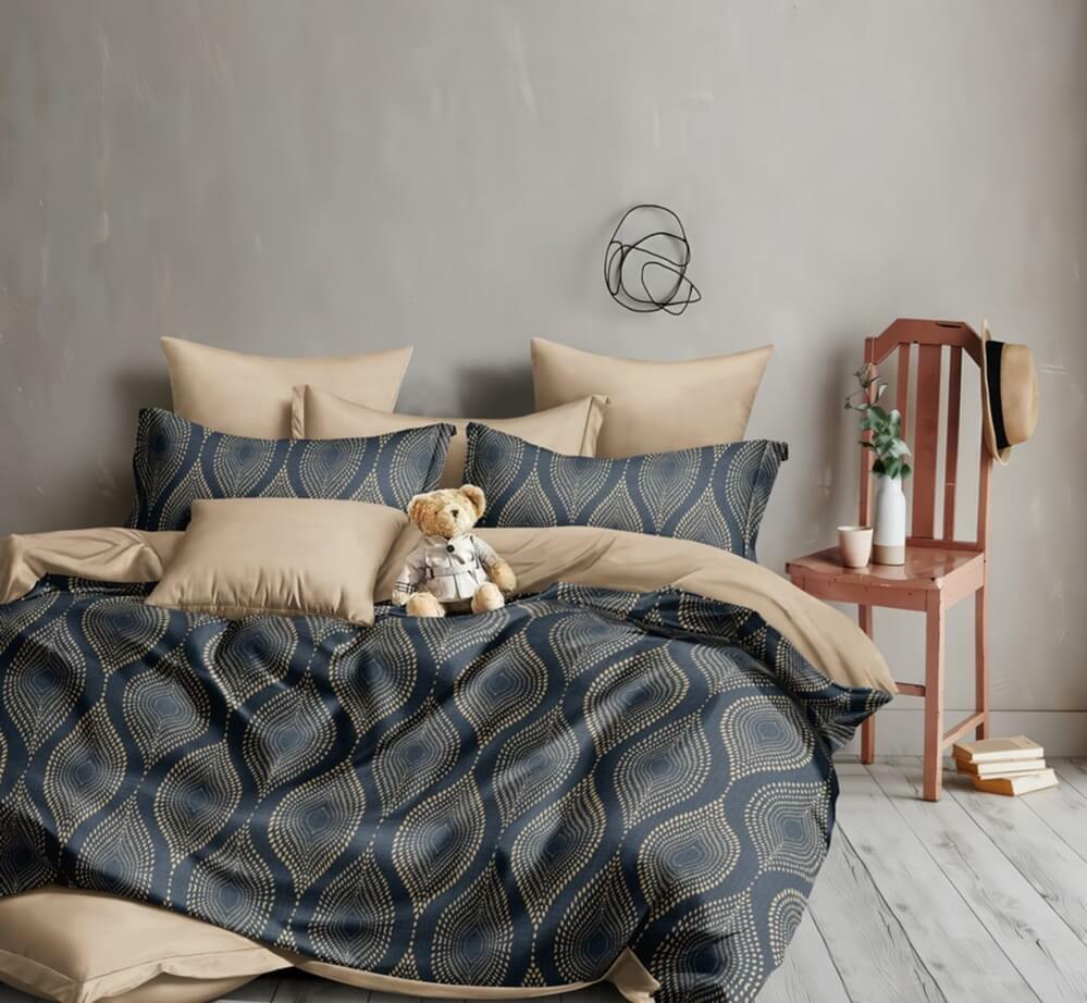 постельное белье ранфорс с абстрактным рисунком на темном фоне фото 1