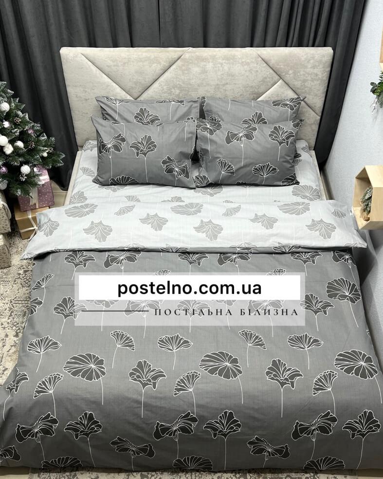 серое постельное белье с листиками фото 1