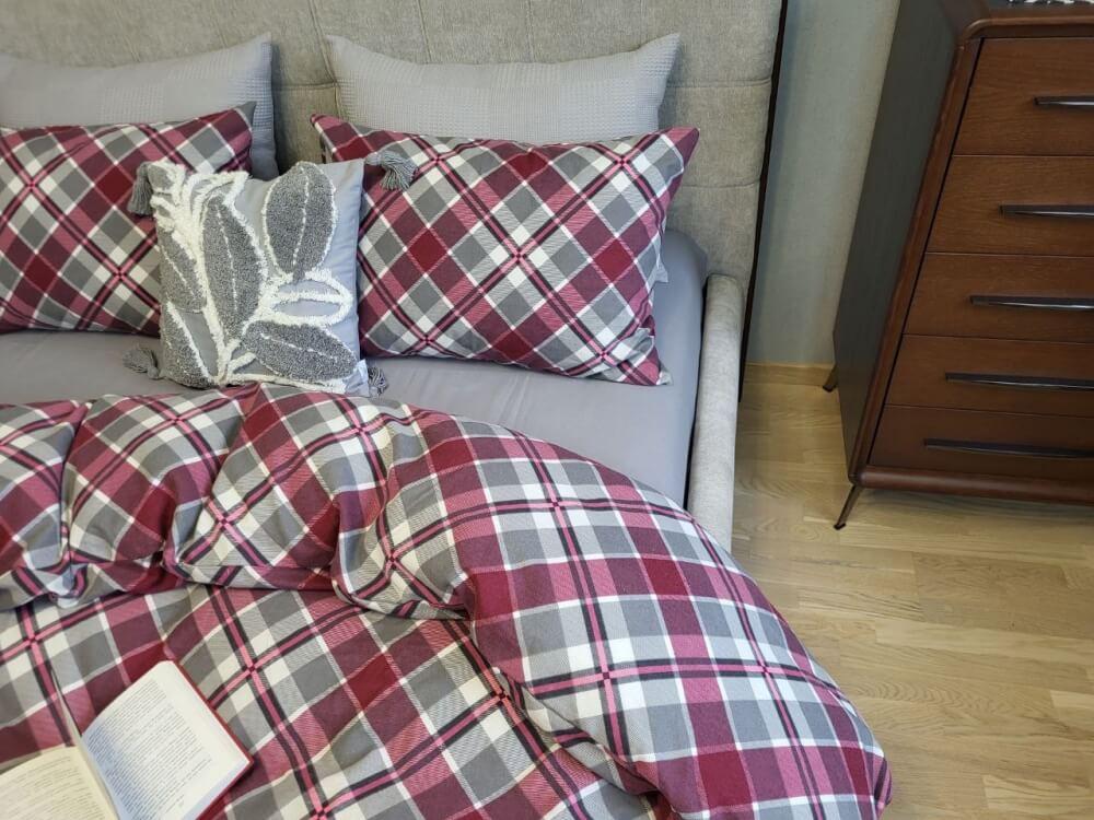 постельное белье фланель серо-бордового цвета