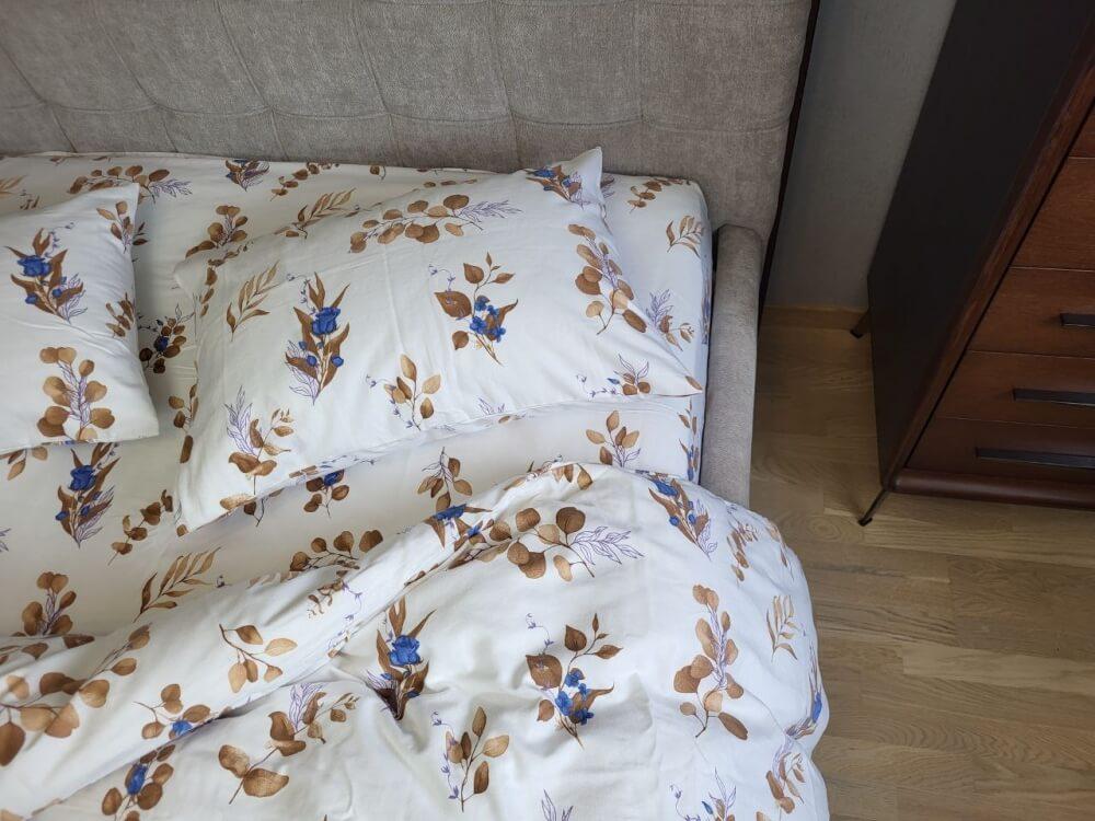 постельное белье фланель белого цвета с коричневыми веточками фото 1