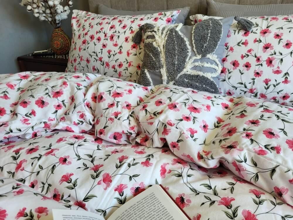 постельное белье фланель с красными цветами фото 1