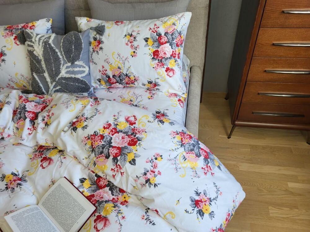 постельное белье фланель серого цвета с цветами фото 1