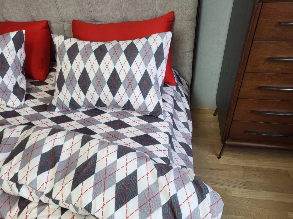 постельное белье фланель с серыми ромбами фото 1