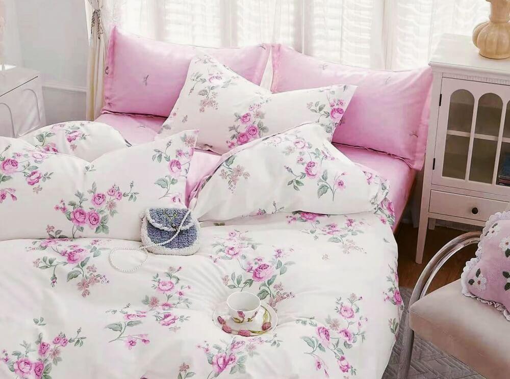 постельное белье сатин с розовыми розами фото 1