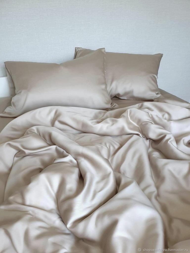 постельное белье тенсель серо-бежевого цвета фото 1
