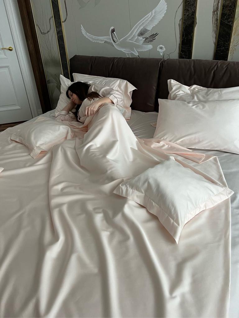 постельное белье тенсель нежного персикового цвета фото 1