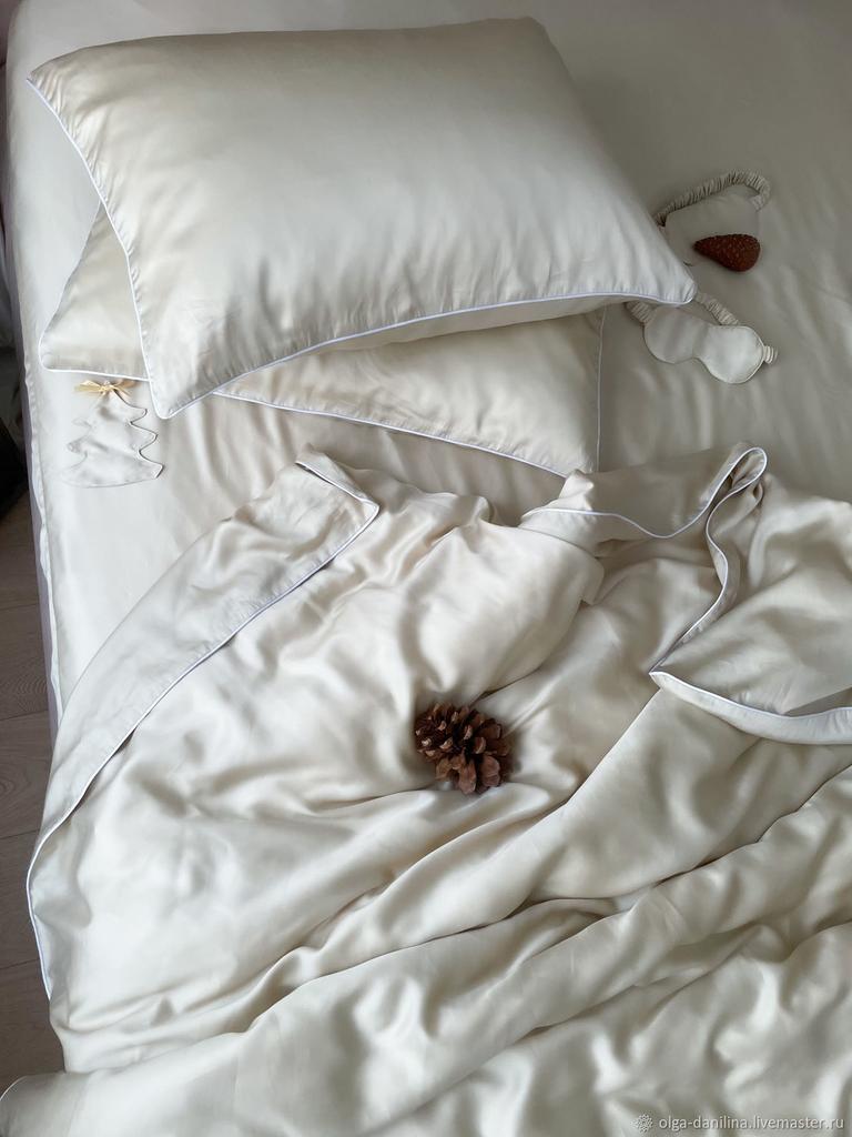 постельное белье сатин цвет слоновая кость с кантом фото 1