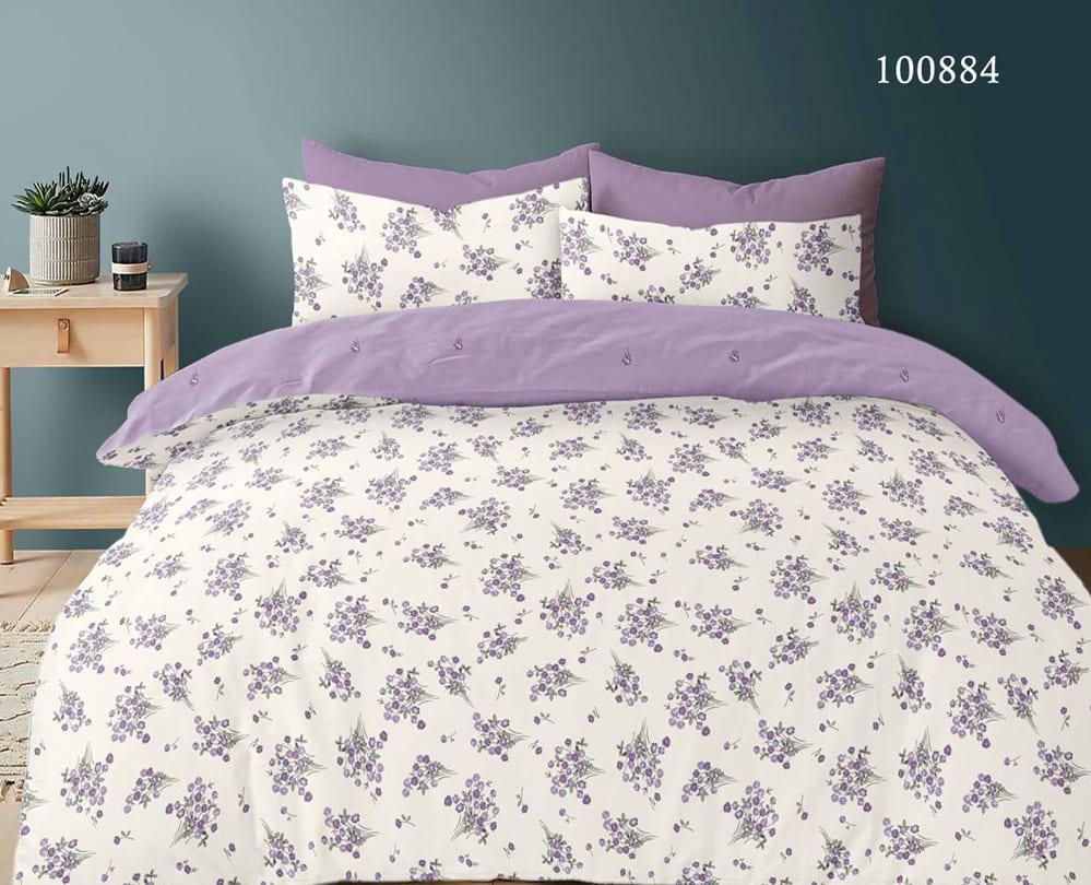 постельное белье бязь с мелкими фиолетовыми цветами на светлом фоне