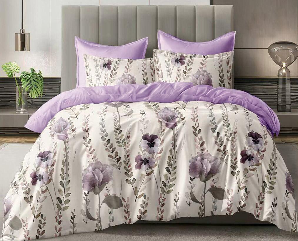 постельное белье бязь с фиолетовыми цветами анютины глазки