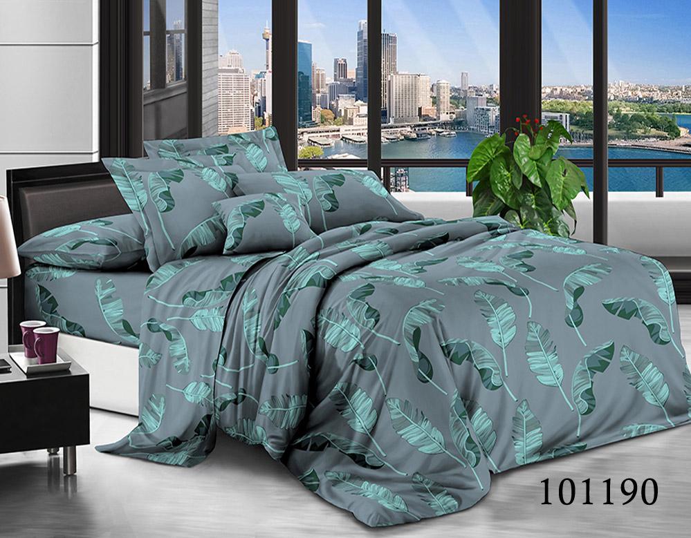 постельное белье с крупными изумрудными листьями