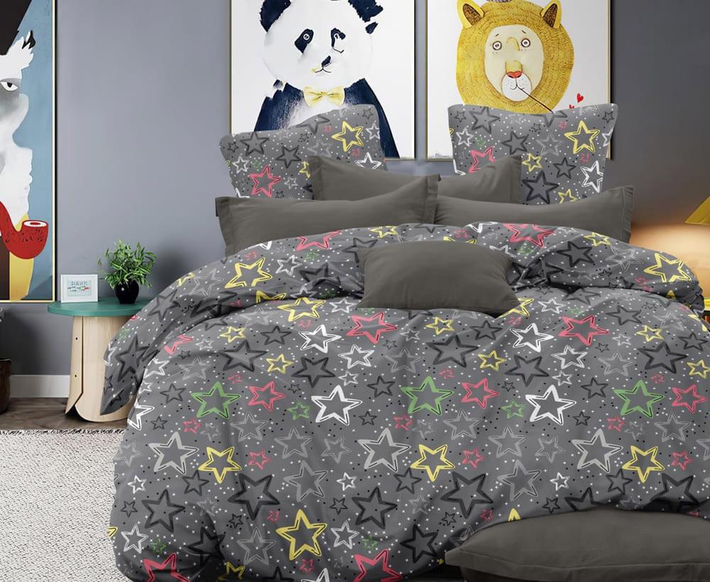 постельное белье серого цвета со звездами