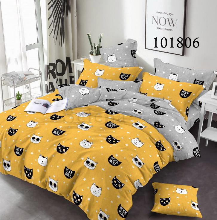 постельное белье оранжево-серое с котами рок энд рол