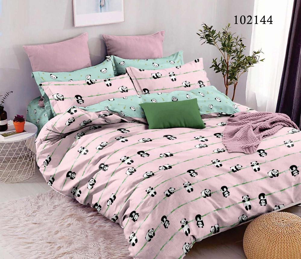 постельное белье розового цвета с пандами