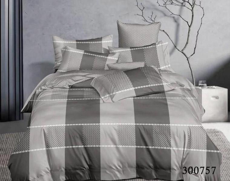 постельное белье сатин серого цвета с квадратным рисунком