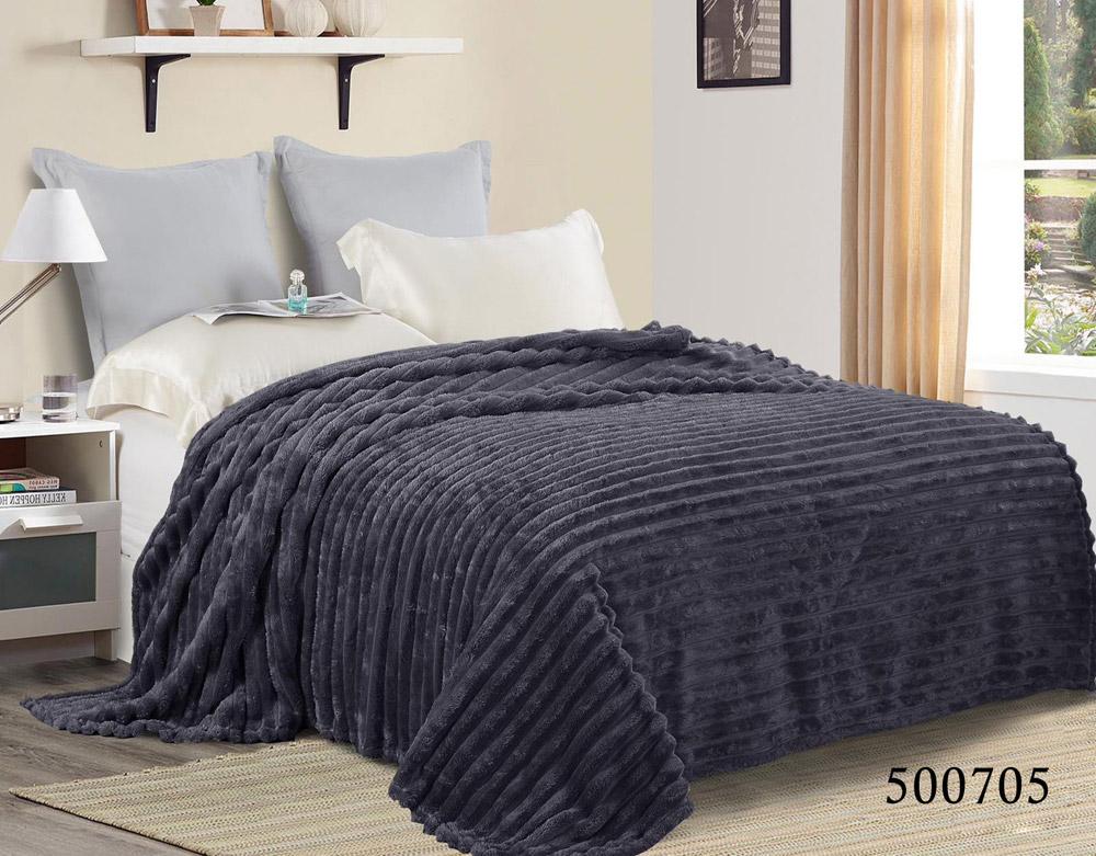 плед на кровать шарпей графитового цвета в полоску фото 1