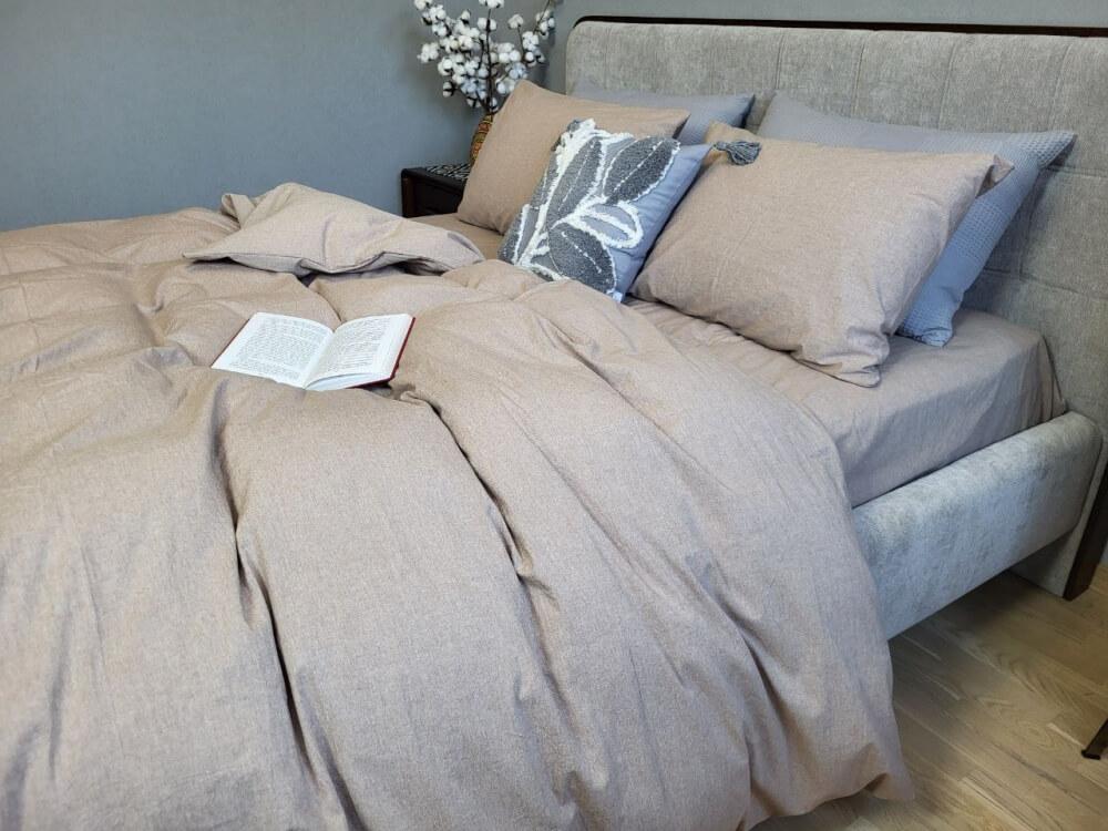 постельное белье вареный хлопок однотонное бежевого цвета фото 1