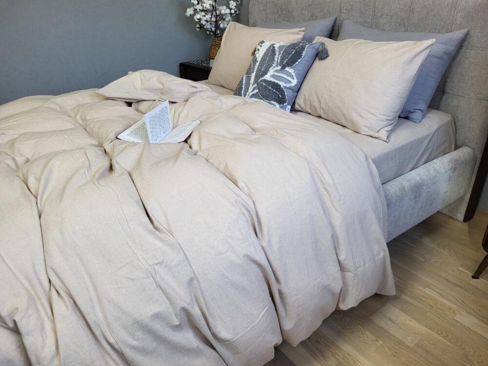 постельное белье вареный хлопок светлого бежевого цвета фото 1