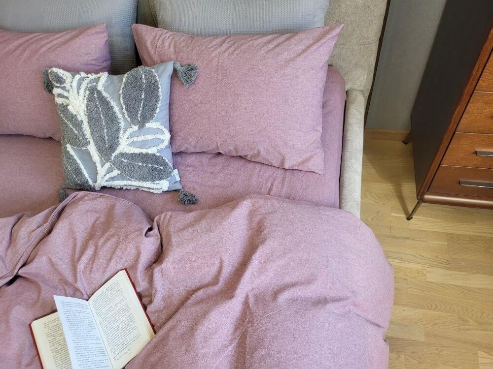 постельное белье вареный хлопок однотонного сливового цвета фото 1