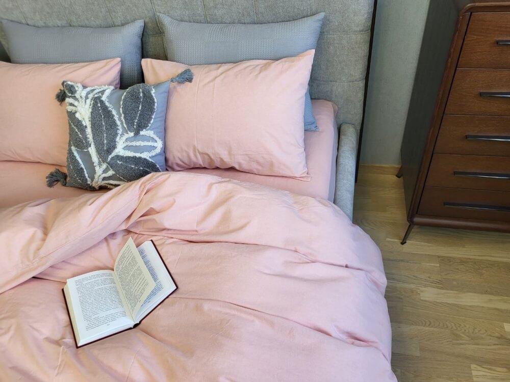 постельное белье вареный хлопок персикового цвета фото 1