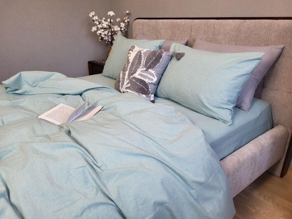 постельное белье вареный хлопок ментолового цвета фото 1