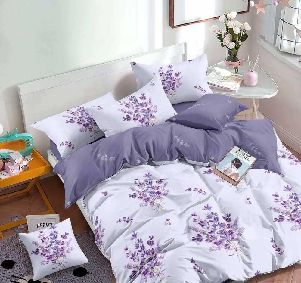 постельное белье ранфорс фиолетового цвета с лавандой фото 1