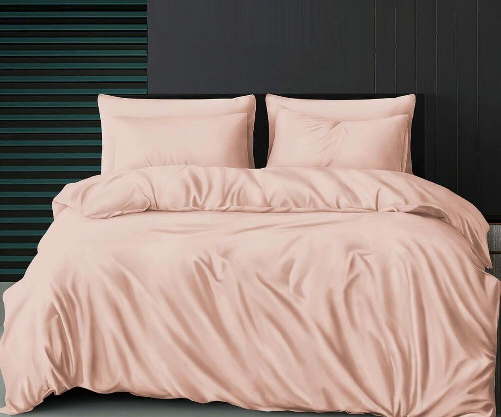 однотонное постельное белье ранфорс персикового цвета фото 1