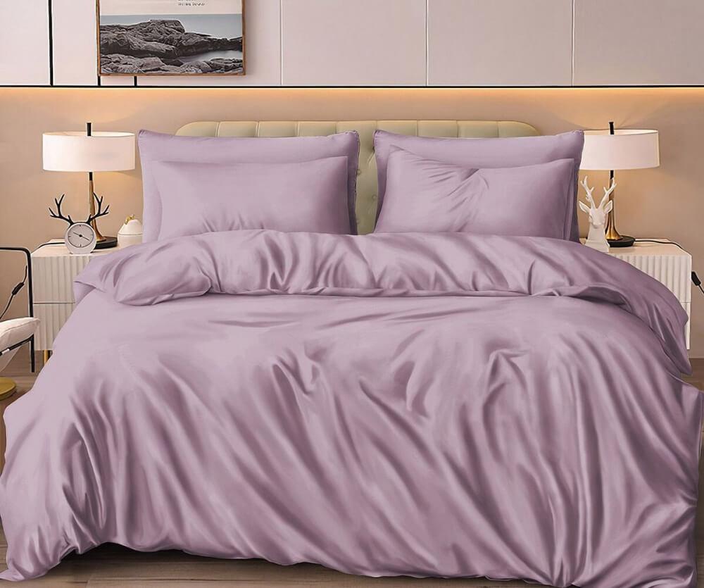 однотонное постельное белье ранфорс сливового цвета фото 1